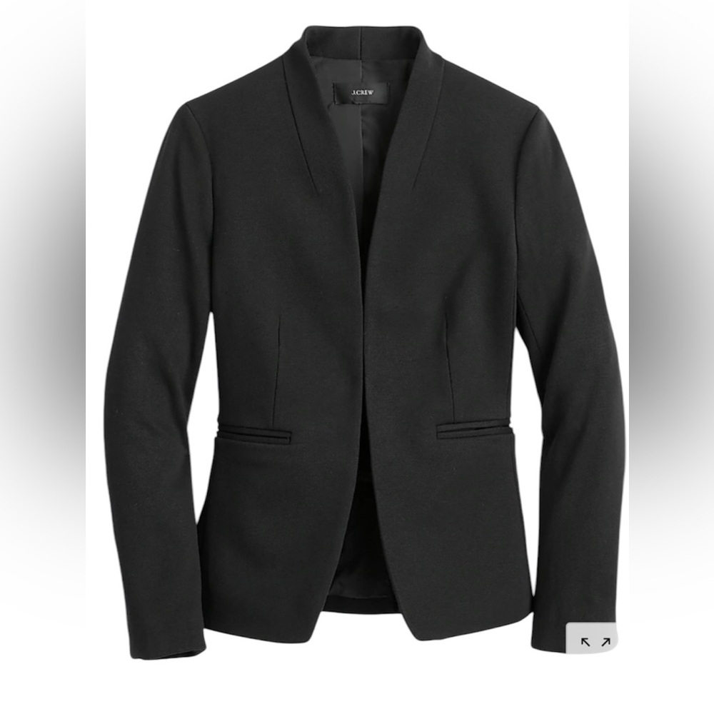J crew 365 going out black collarless blazer size 6 preppy classic office career